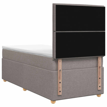 Boxmadras med topmadras med hovedgærde Gråbrun 90 x 190 cm Stof