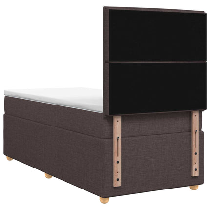 Boxmadras med topmadras Mørk Brun 90 x 200 cm Stof