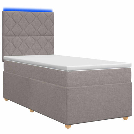 Boxmadras med topmadras med hovedgærde Gråbrun 90 x 200 cm Stof