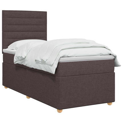 Boxmadras med topmadras Mørk Brun 100 x 200 cm Stof