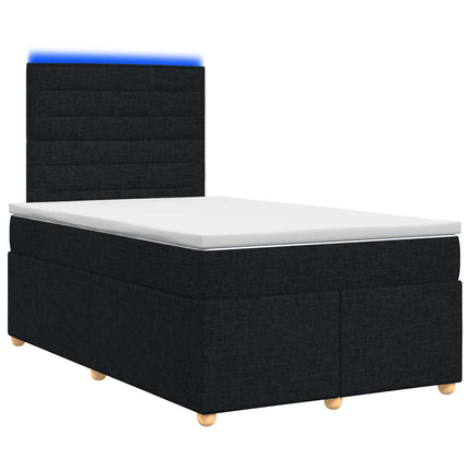 Boxmadras med topmadras med hovedgærde Sort 120 x 190 cm Stof
