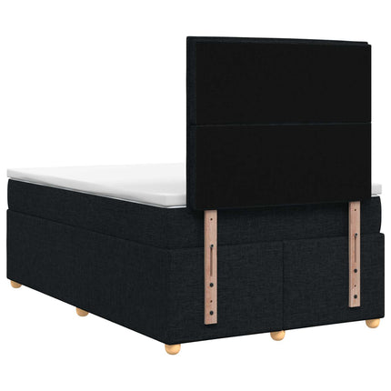 Boxmadras med topmadras med hovedgærde Sort 120 x 190 cm Stof