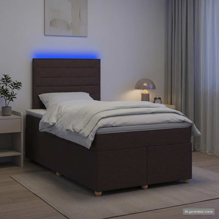 Boxmadras med topmadras Mørk Brun 120 x 190 cm Stof