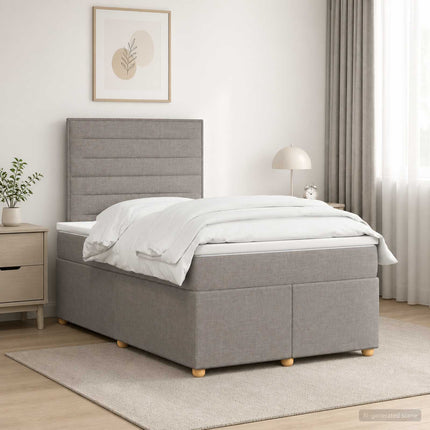 Boxmadras med topmadras Gråbrun 120 x 190 cm Stof