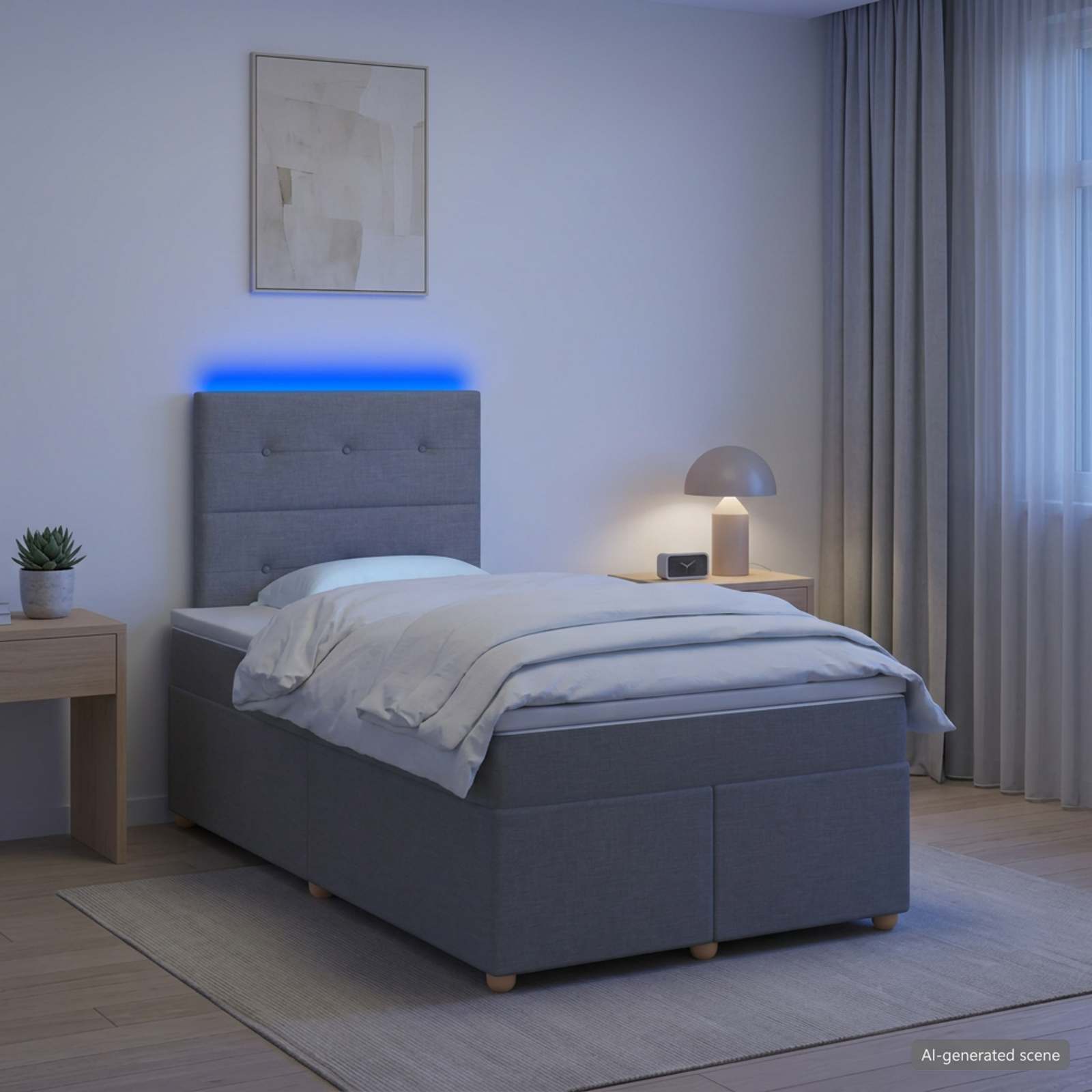 Boxmadras med topmadras Lysegr 120 x 200 cm Stof