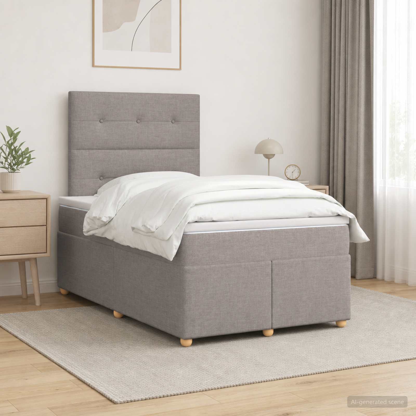 Boxmadras med topmadras Grbrun 120 x 200 cm Stof