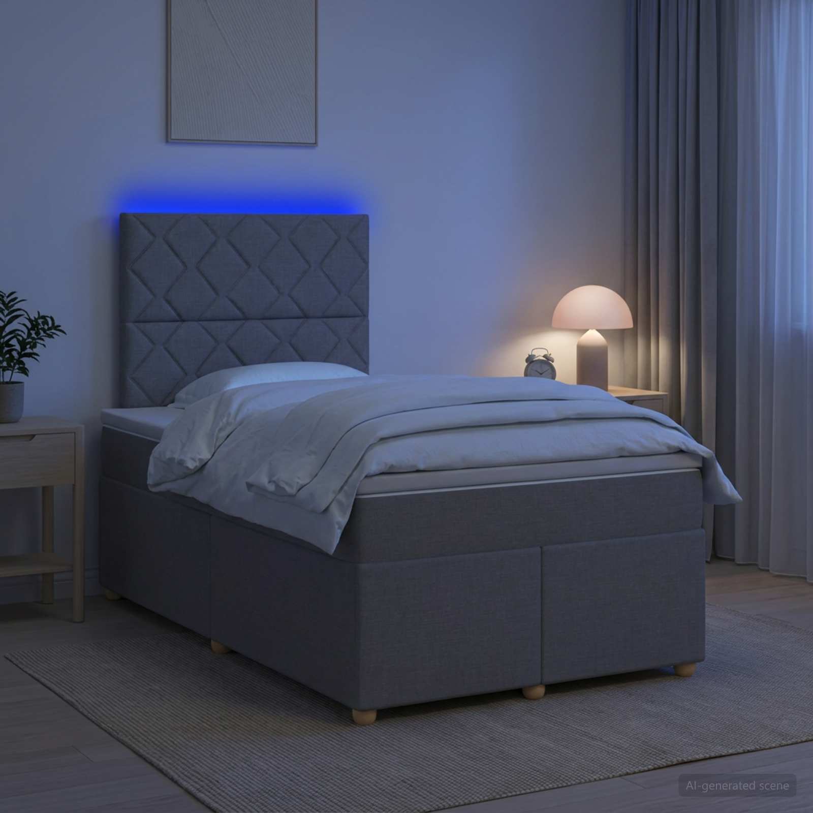 Boxmadras med topmadras Lysegr 120 x 190 cm Stof