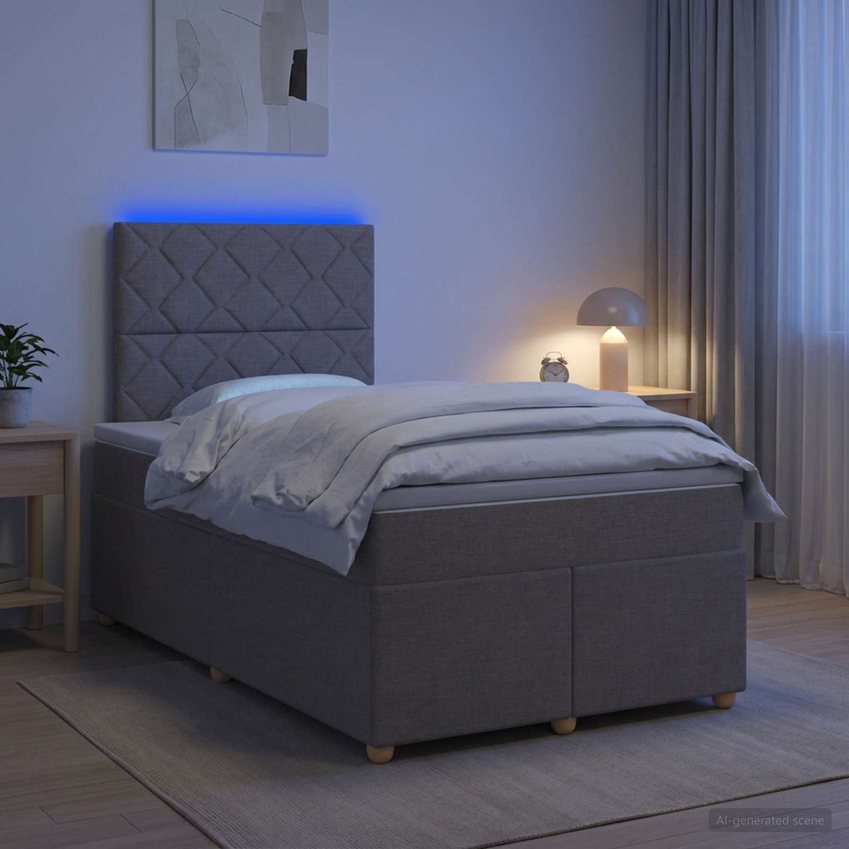 Boxmadras med topmadras Grbrun 120 x 200 cm Stof
