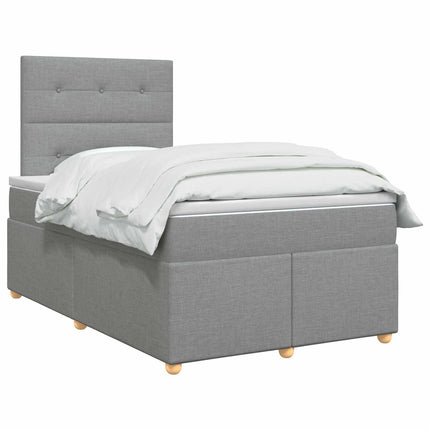 Boxmadras med topmadras Lysegrå 120 x 200 cm Stof