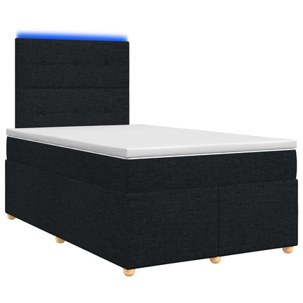 Boxmadras med topmadras med hovedgærde Sort 120 x 200 cm Stof