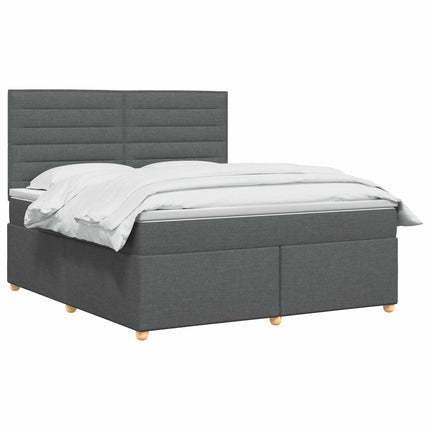 Boxmadras med topmadras Mørkegrå 140 x 190 cm Stof