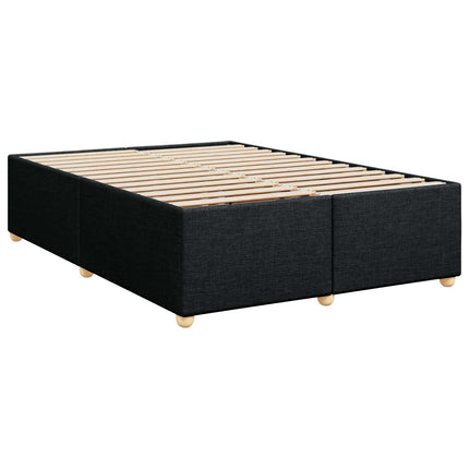Boxmadras med topmadras med hovedgærde Sort 140 x 190 cm Stof