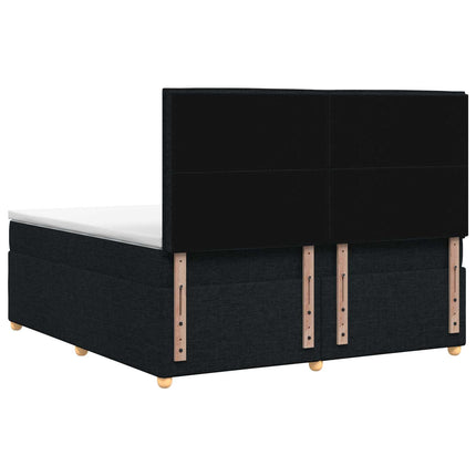Boxmadras med topmadras med hovedgærde Sort 140 x 190 cm Stof