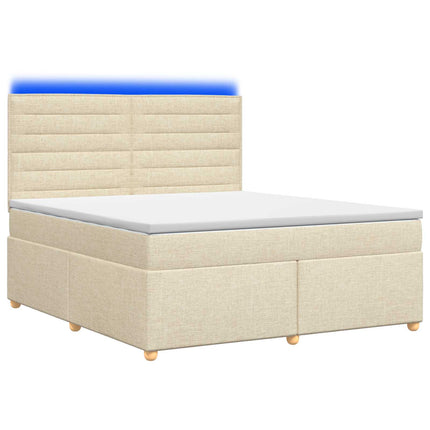 Boxmadras med topmadras Cremefarvet 160 x 200 cm Stof