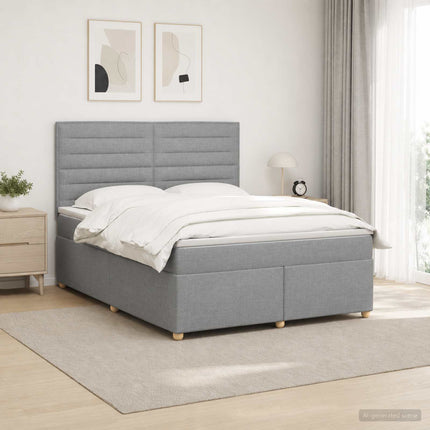 Boxmadras med topmadras Lysegrå 140 x 200 cm Stof