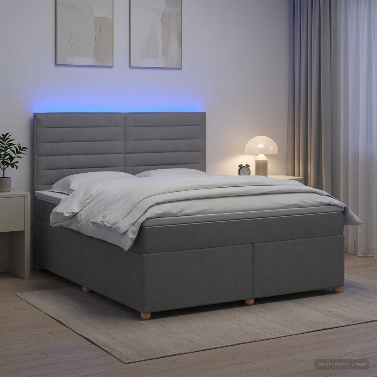 Boxmadras med topmadras Lysegr 140 x 200 cm Stof