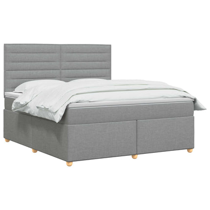 Boxmadras med topmadras Lysegrå 180 x 200 cm Stof