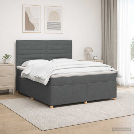 Boxmadras med topmadras Mørkegrå 160 x 200 cm Stof