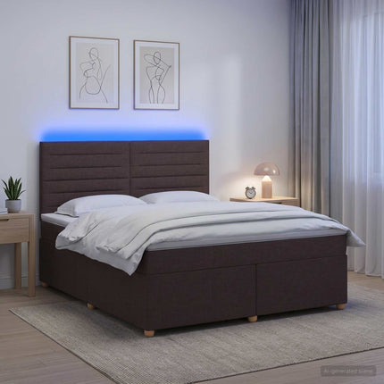 Boxmadras med topmadras Mørk Brun 140 x 190 cm Stof
