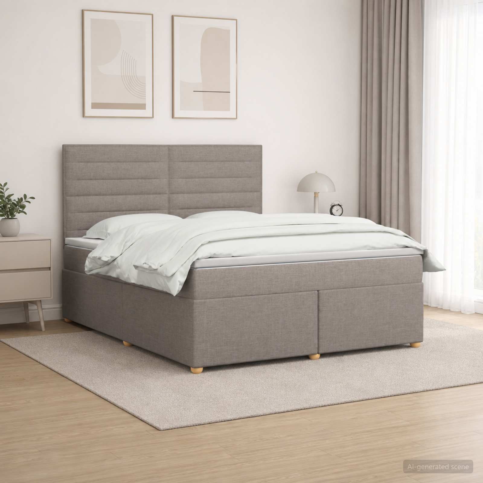Boxmadras med topmadras Grbrun 140 x 200 cm Stof