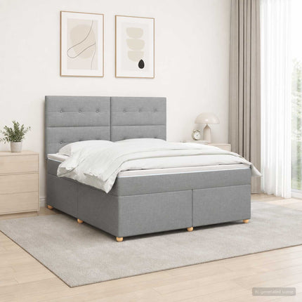Boxmadras med topmadras Lysegrå 180 x 200 cm Stof