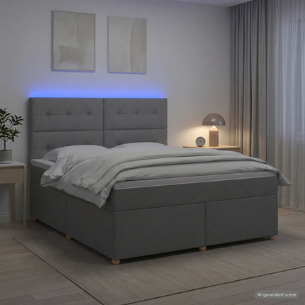 Boxmadras med topmadras Lysegrå 140 x 200 cm Stof
