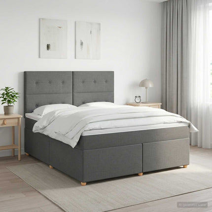 Boxmadras med topmadras Mørkegrå 140 x 190 cm Stof