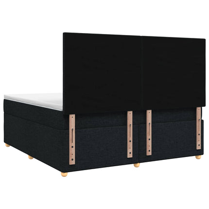 Boxmadras med topmadras med hovedgærde Sort 180 x 200 cm Stof