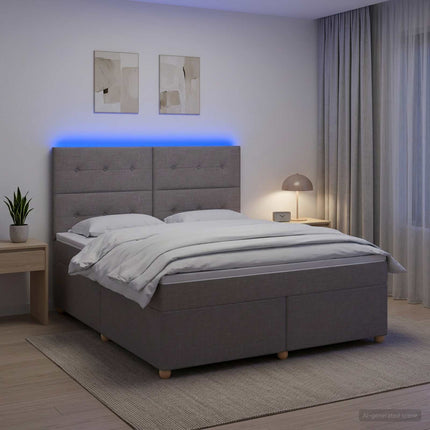 Boxmadras med topmadras Gråbrun 180 x 200 cm Stof