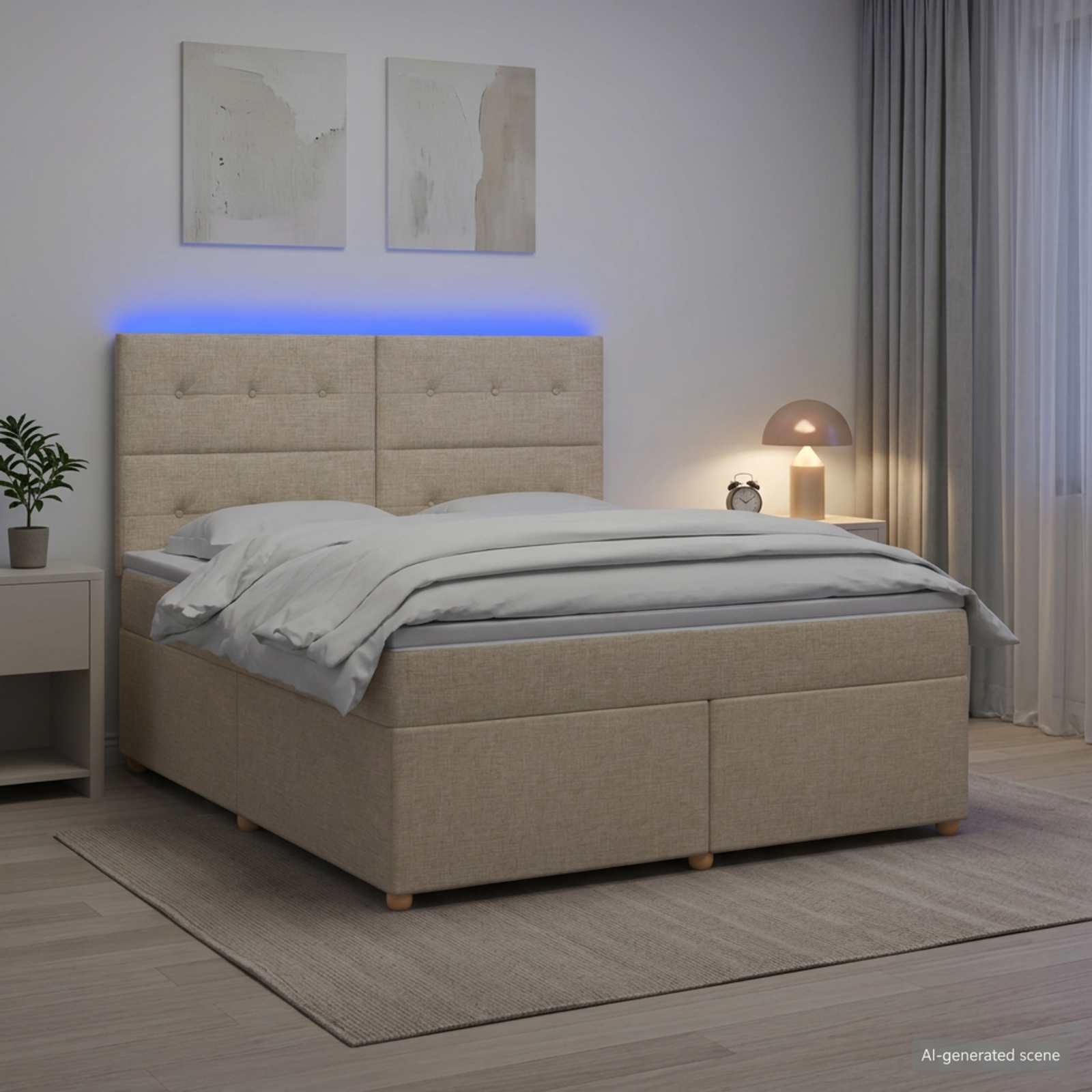 Boxmadras med topmadras Cremefarvet 140 x 200 cm Stof