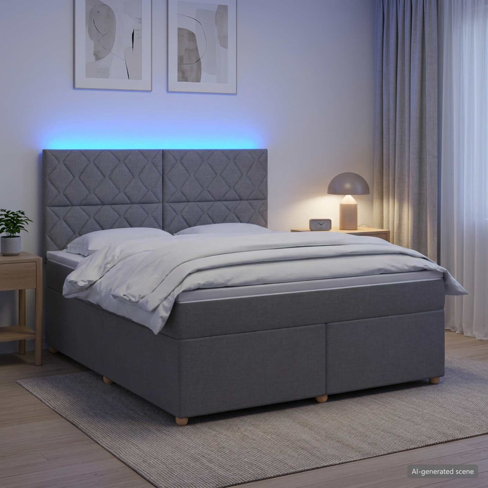 Boxmadras med topmadras Lysegr 180 x 200 cm Stof