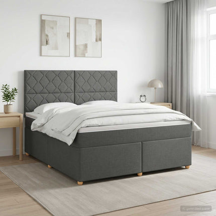 Boxmadras med topmadras Mørkegrå 140 x 200 cm Stof