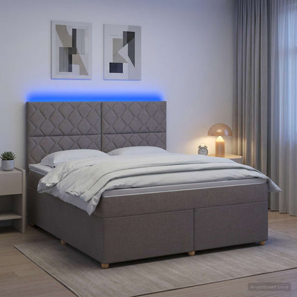 Boxmadras med topmadras Gråbrun 160 x 200 cm Stof