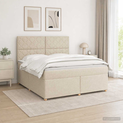 Boxmadras med topmadras Cremefarvet 160 x 200 cm Stof