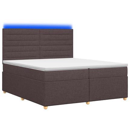 Boxmadras med topmadras Mørk Brun 200 x 200 cm Stof