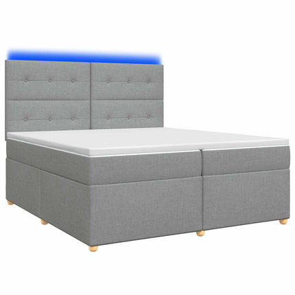 Boxmadras med topmadras Lysegrå 200 x 200 cm Stof
