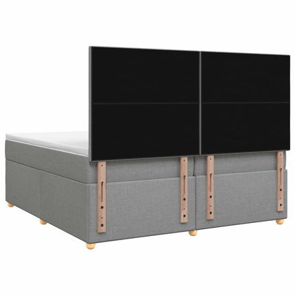 Boxmadras med topmadras Lysegrå 200 x 200 cm Stof