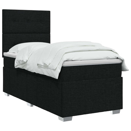 LED boksmadrasseng med madras Sort 80 x 200 cm Stof