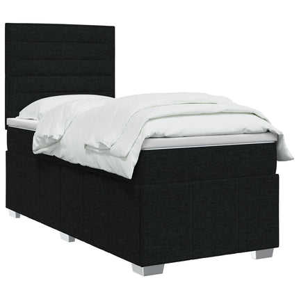 LED boksmadrasseng med madras Sort 90 x 190 cm Stof