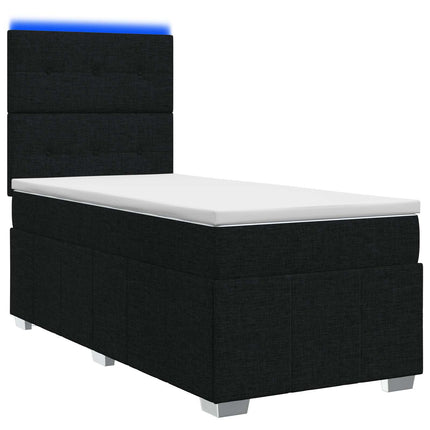 LED boksmadrasseng med madras Sort 90 x 190 cm Stof