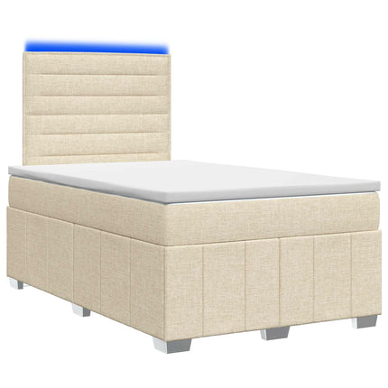 LED boksmadrasseng med madras Cremefarvet 120 x 190 cm Stof