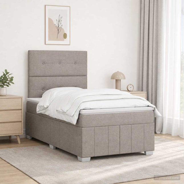 LED boksmadrasseng med madras Gråbrun 120 x 190 cm Stof