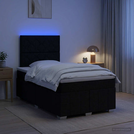 LED boksmadrasseng med madras Sort 120 x 200 cm Stof