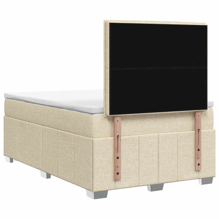 LED boksmadrasseng med madras Cremefarvet 120 x 200 cm Stof