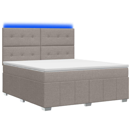 LED boksmadrasseng med madras Gråbrun 140 x 190 cm Stof