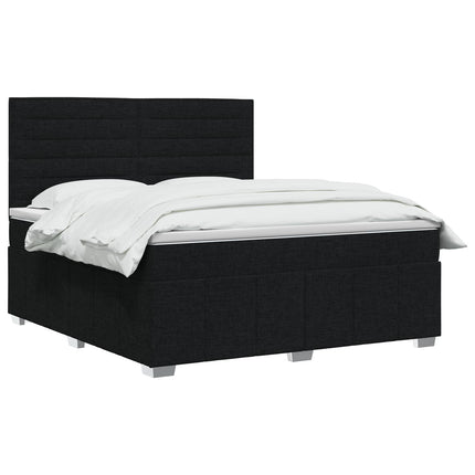 LED boksmadrasseng med madras Sort 140 x 200 cm Stof