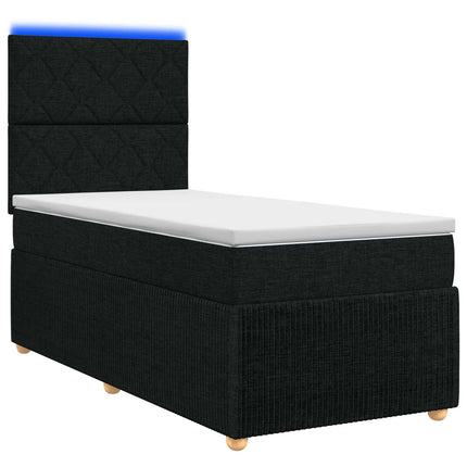 LED boksmadrasseng med madras Sort 80 x 200 cm Stof