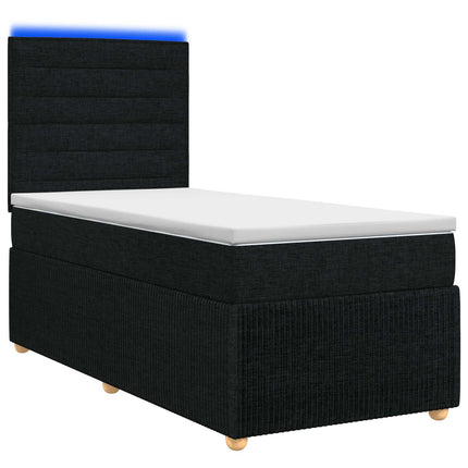 LED boksmadrasseng med madras Sort 90 x 190 cm Stof