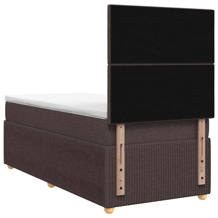 LED boksmadrasseng med madras Mørk Brun 90 x 190 cm Stof