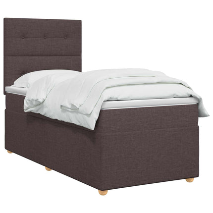 LED boksmadrasseng med madras Mørk Brun 90 x 200 cm Stof